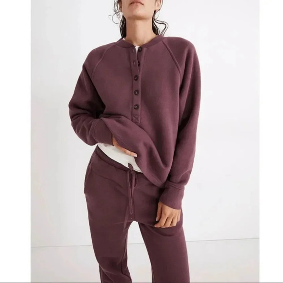 Madewell MWL Betterterry Henley Sweatshirt Size Small - Picture 1 of 11